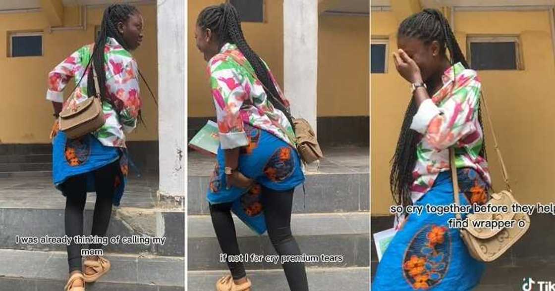 Lady's trouser tears inside lecture hall