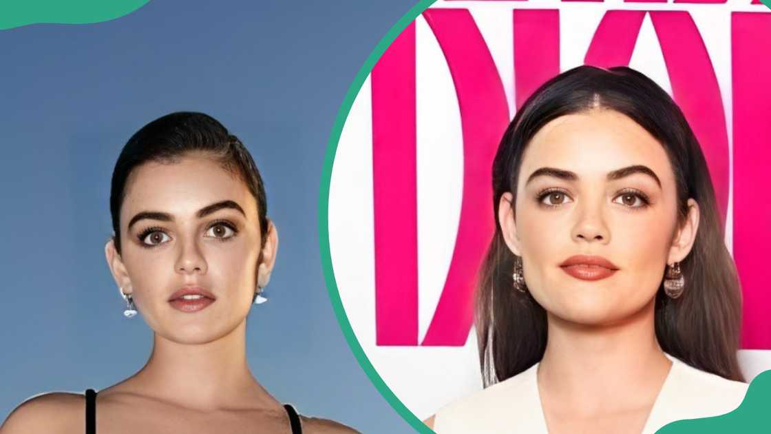 Lucy Hale at a Dior event (L). The actress at Vanity Fair in Cannes, France (R) Lucy Hale at a Dior event (L). The actress at Vanity Fair in Cannes, France (R)