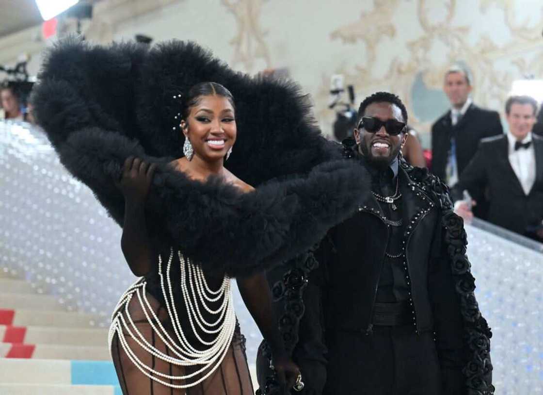 Yung Miami (L) and Sean "Diddy" Combs arrive for the 2023 Met Gala at the Metropolitan Museum of Art