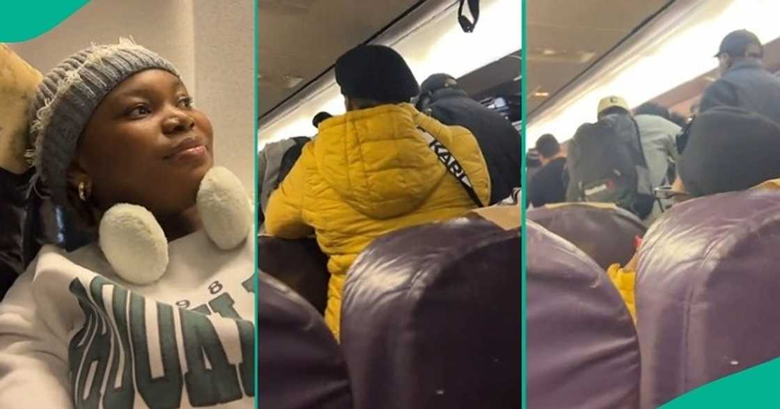 Lady confused as passengers line up after plane landed Lady confused as passengers line up after plane landed
