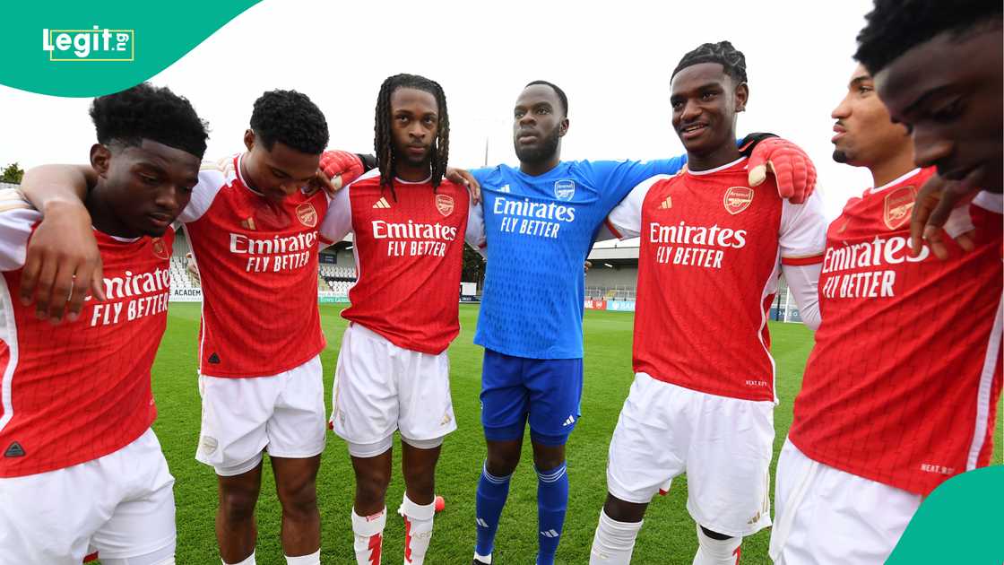 Ovie Ejeheri, Arsenal, Manchester United, Meadow Park, Borehamwood, England, Premier League 2. Ovie Ejeheri, Arsenal, Manchester United, Meadow Park, Borehamwood, England, Premier League 2.