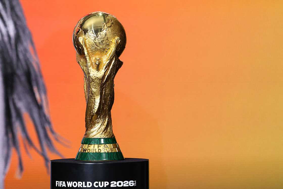 The 2026 FIFA World Cup winner's trophy. The 2026 FIFA World Cup winner's trophy.