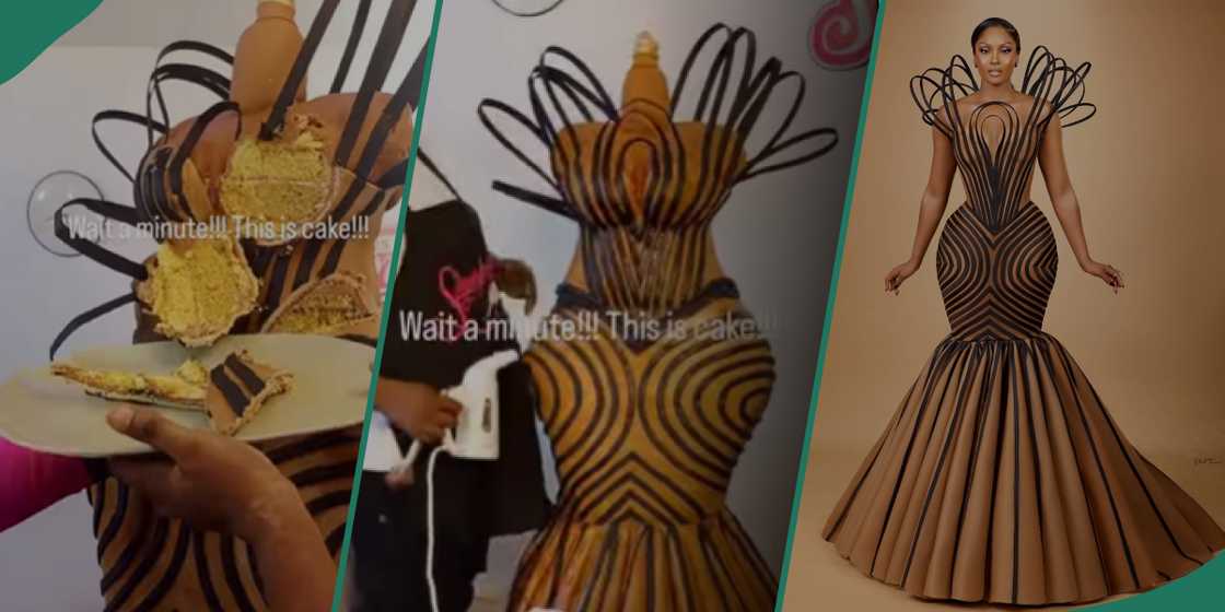 A beautiful cake that looks like Osas AMVCA dress