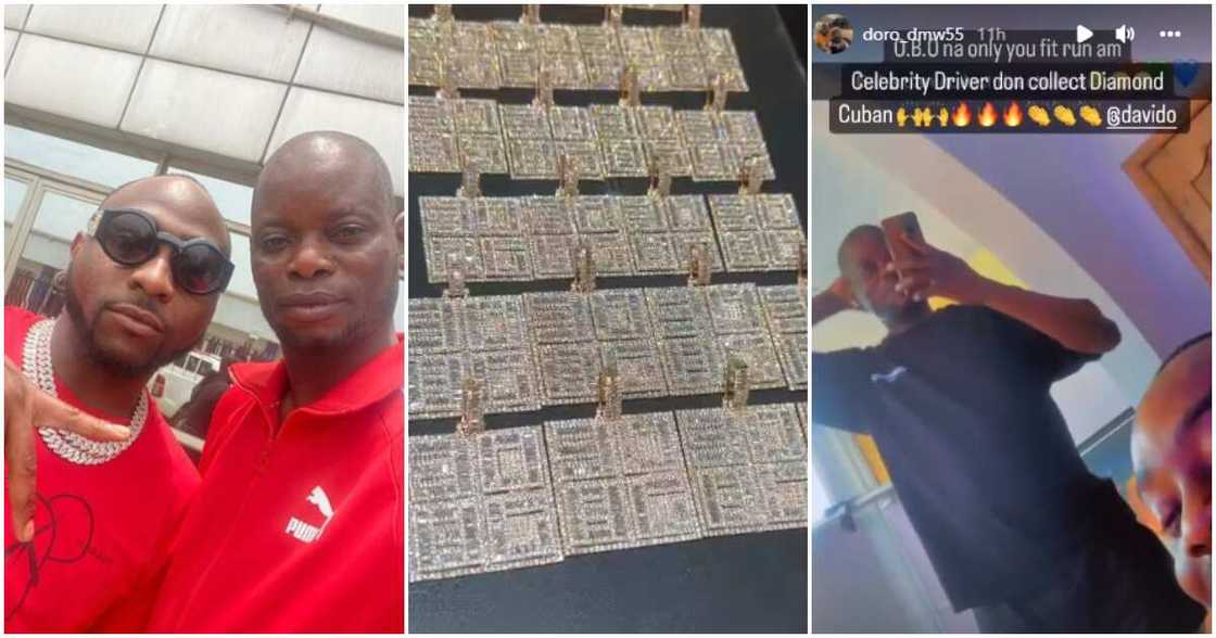 Davido's driver reacts to diamond pendant gift.