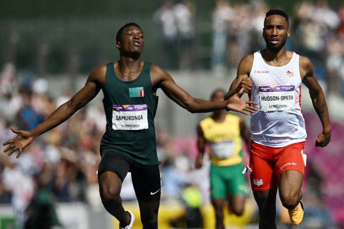Zambia's Muzala Samukonga (L) comes home ahead of second-placed Matthew Hudson-Smith of England to take gold in the men's 400m final at the Commonwealth Games in Birmingham Zambia's Muzala Samukonga (L) comes home ahead of second-placed Matthew Hudson-Smith of England to take gold in the men's 400m final at the Commonwealth Games in Birmingham