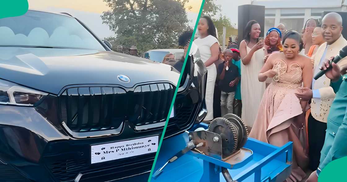 Bride cries after getting car on her wedding day