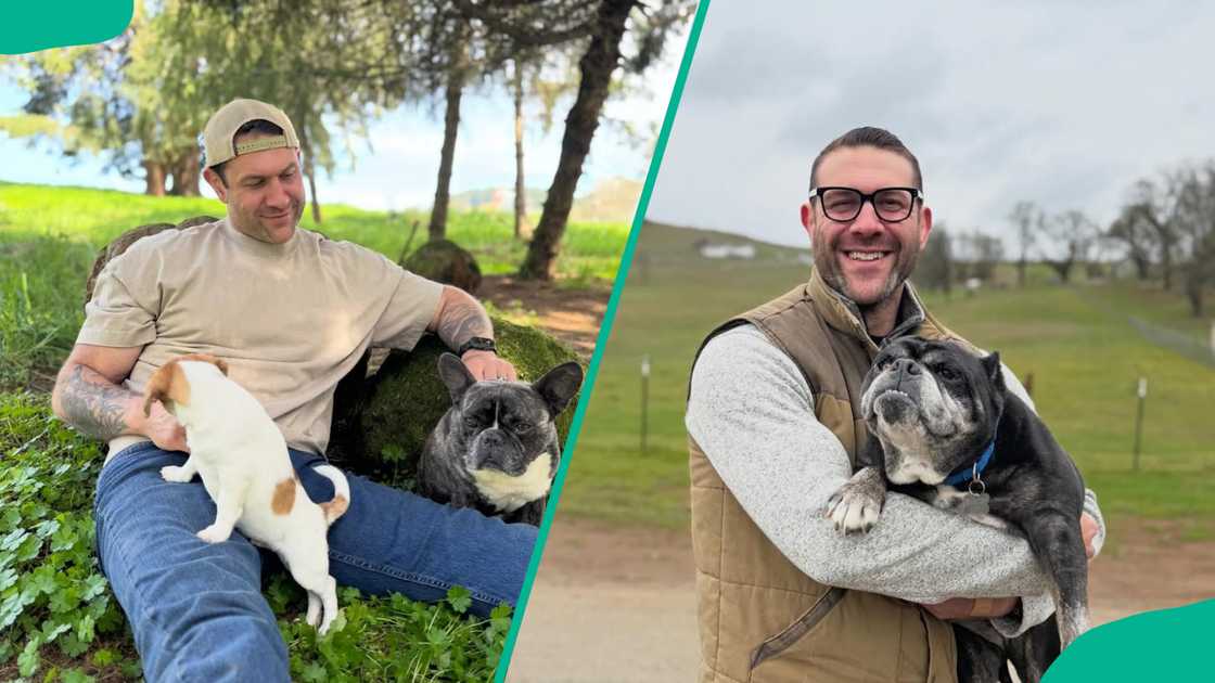 Lee Asher is seen petting animals