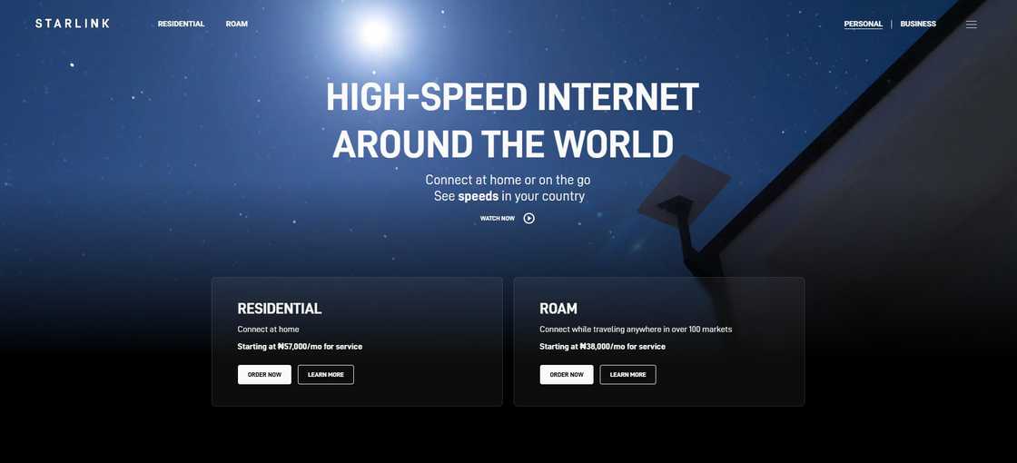 Screenshot of the Starlink subscription page Screenshot of the Starlink subscription page