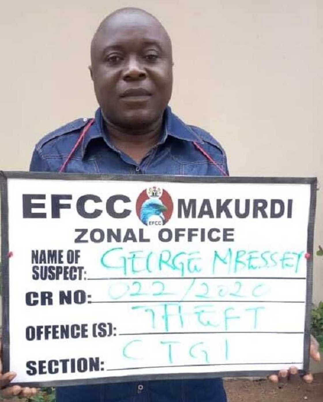 Satar N449.5m: Hukumar EFCC ta kama babban kwamanda yan bangan jahar Benuwe Satar N449.5m: Hukumar EFCC ta kama babban kwamanda yan bangan jahar Benuwe
