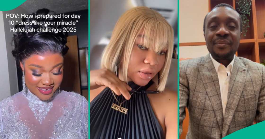 Lady wears classy wedding dress for Hallelujah challenge. Photo: @peacegoldaesthetic Lady wears classy wedding dress for Hallelujah challenge. Photo: @peacegoldaesthetic