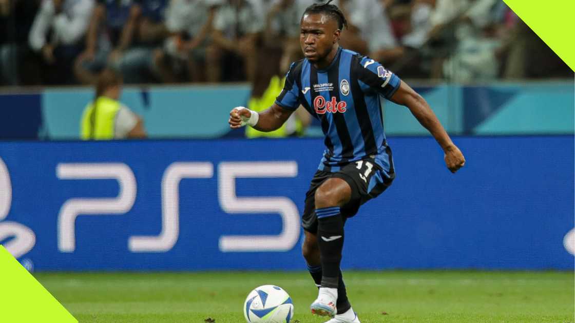 Ademola Lookman in action for Atalanta in the UEFA Super Cup against Real Madrid. Ademola Lookman in action for Atalanta in the UEFA Super Cup against Real Madrid.
