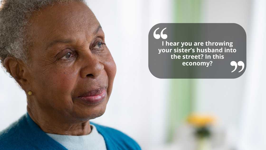 An elderly woman talking