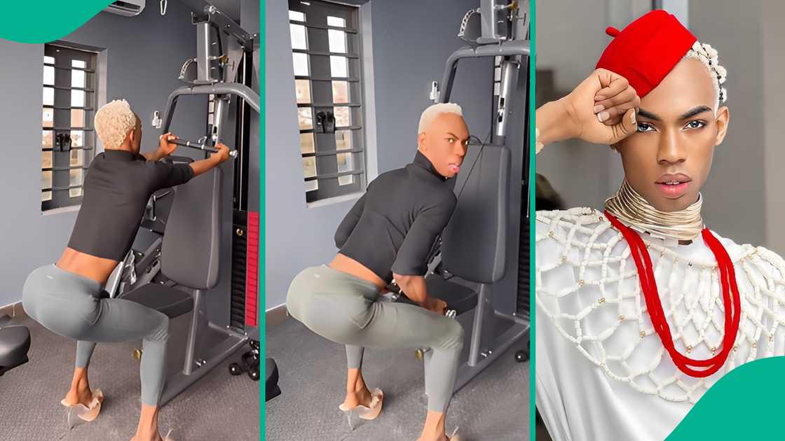 Crossdresser James Brown returns to the gym. Crossdresser James Brown returns to the gym.