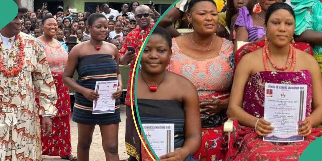 Rivers community initiate young girls into womanhood at market square Rivers community initiate young girls into womanhood at market square