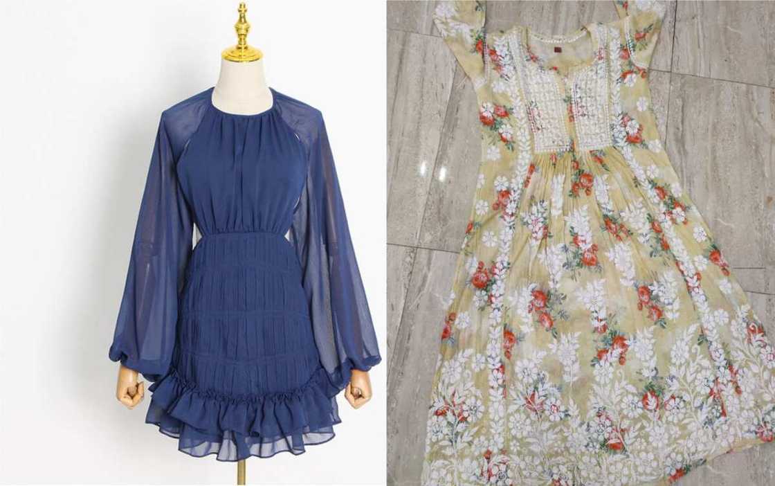 flowered chiffon short gown styles flowered chiffon short gown styles