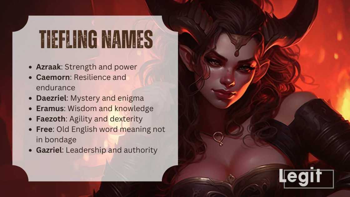 Tiefling names inspired by virtues