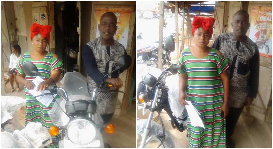Nigerian man buys bike for his parents to ease their movement. Nigerian man buys bike for his parents to ease their movement.