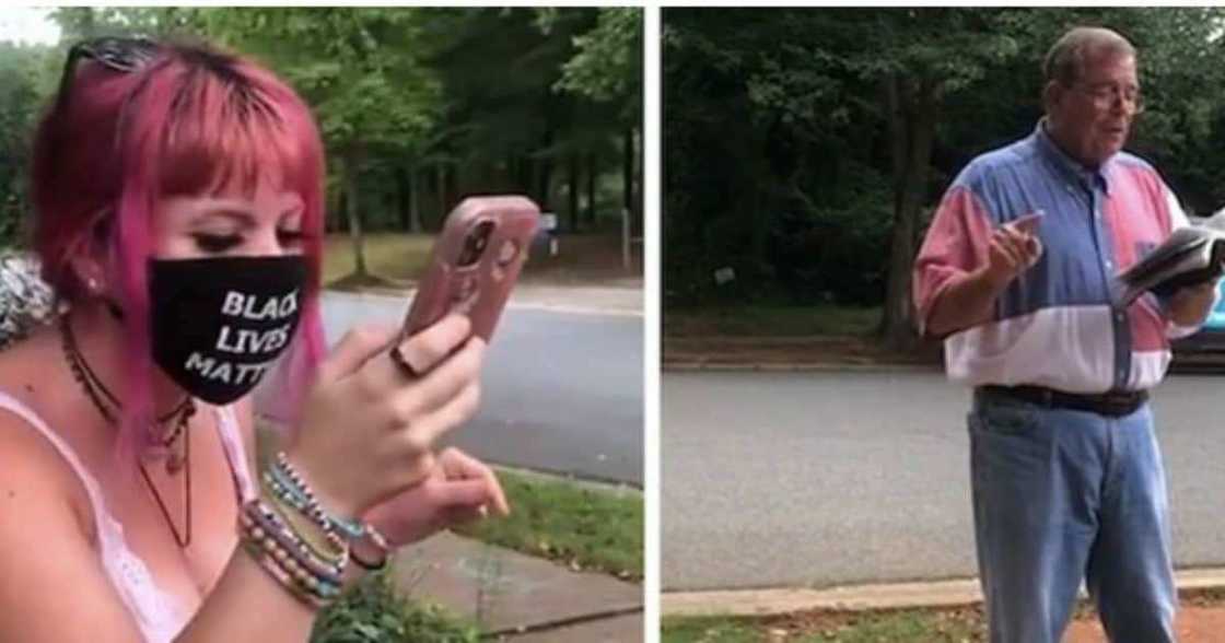 Elderly Bible reader faces off with woman reading Cardi B's WAP lyrics Elderly Bible reader faces off with woman reading Cardi B's WAP lyrics