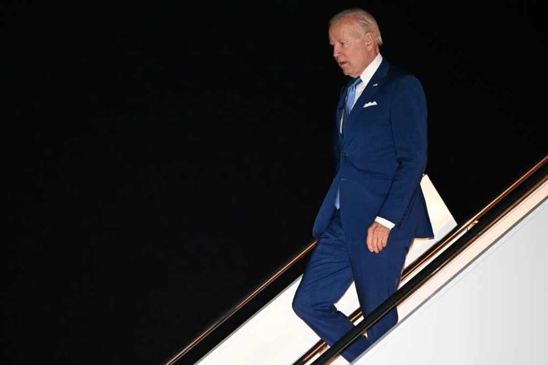 US President Joe Biden disembarks Air Force One upon arrival at Andrews Air Force Base in Maryland after his first Middle East trip -- which led only to small, if any, gains US President Joe Biden disembarks Air Force One upon arrival at Andrews Air Force Base in Maryland after his first Middle East trip -- which led only to small, if any, gains