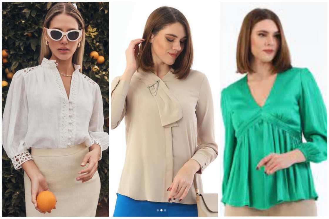 Women in formal business plus-size blouses