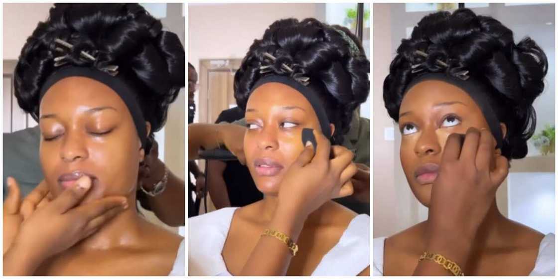 Photos of the bride during her makeup glam Photos of the bride during her makeup glam