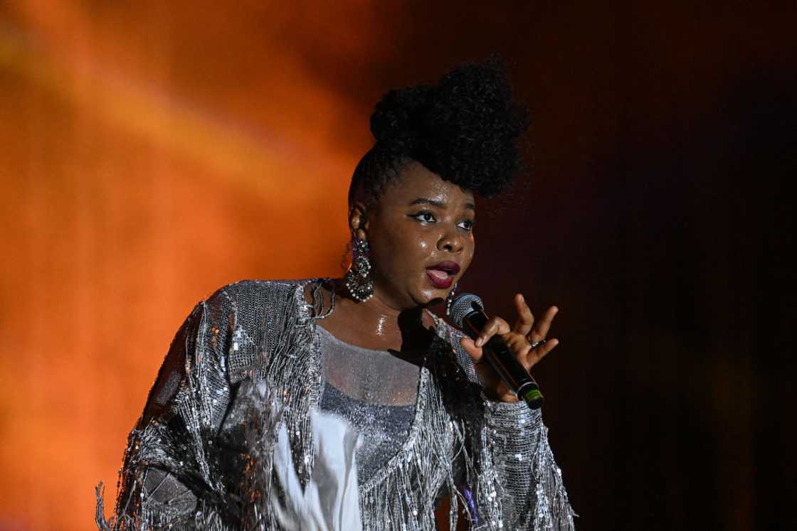 Nigerian singer Yemi Alade performs during her concert at the Anoumabo Urban Music Festival