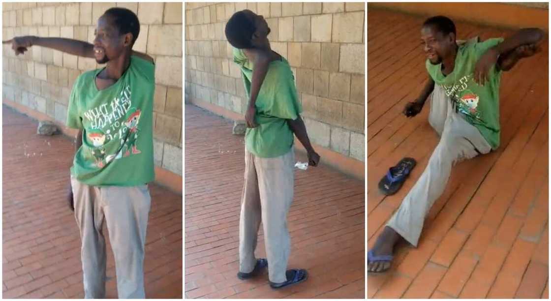 Photos of a man who twists his body like rubber. Photos of a man who twists his body like rubber.