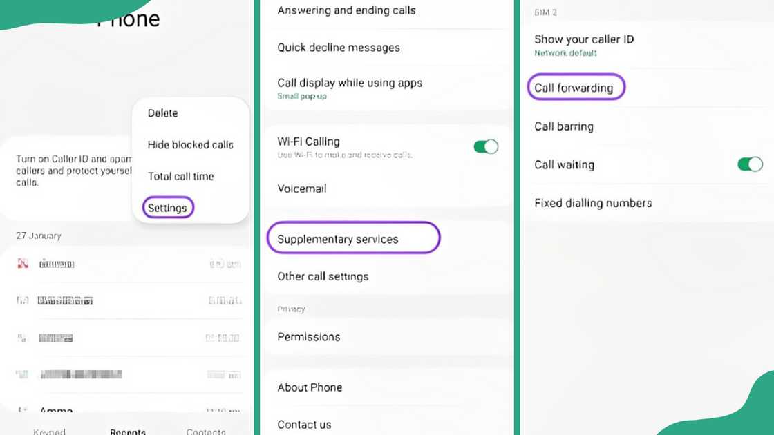 A screenshot of a cancel call forwarding code on Android A screenshot of a cancel call forwarding code on Android