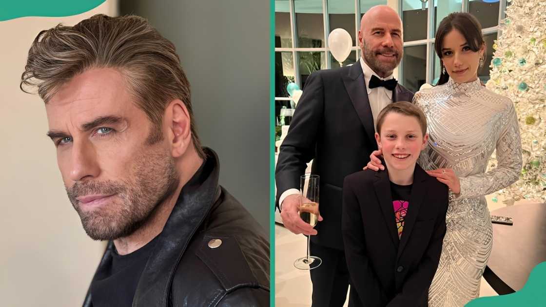 American actor John Travolta with his children, Ella and Benjamin