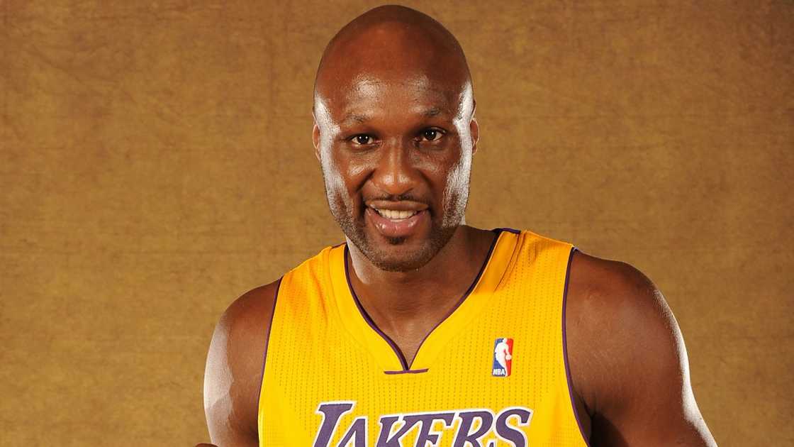 Lamar Odom of the Los Angeles Lakers poses during the NBA Media Day. Lamar Odom of the Los Angeles Lakers poses during the NBA Media Day.