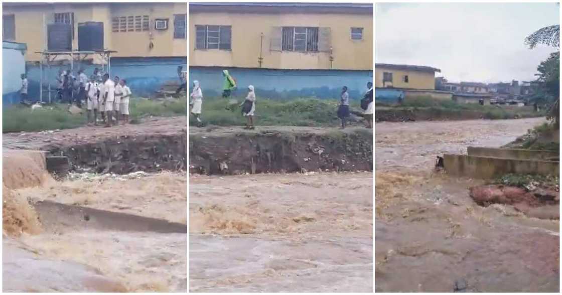 Lagos pupils stranded due to flood/ Lagos students stranded/ Flood takes over Lagos communities/ Flood stops Lagos student