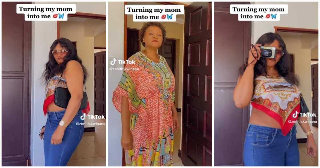 Mum, woman wears daughter's clothes, young mum, fine mum Mum, woman wears daughter's clothes, young mum, fine mum