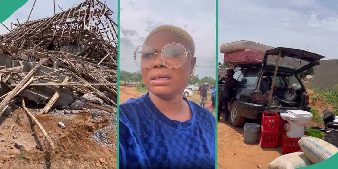 Actress Evan Okoro's home demolished by Delta government. Actress Evan Okoro's home demolished by Delta government.