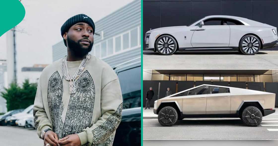 Davido's Rolls-Royce Spectre andTesla Cybertruck