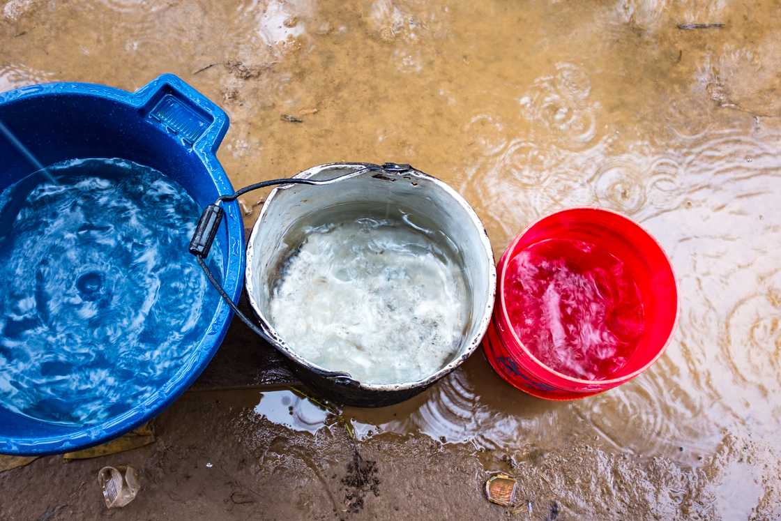 Three containers of water Three containers of water
