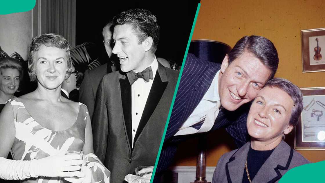 Margie and Dick attending an event in the US and them pictured together in London