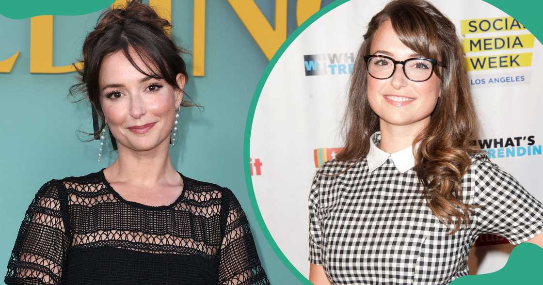 Milana Vayntrub poses on the red carpet of the Season 4 Premiere of Only Murders In The Building in Los Angeles, California. The actress attended the 2014 SMWLA Social 25 Party. Milana Vayntrub poses on the red carpet of the Season 4 Premiere of Only Murders In The Building in Los Angeles, California. The actress attended the 2014 SMWLA Social 25 Party.