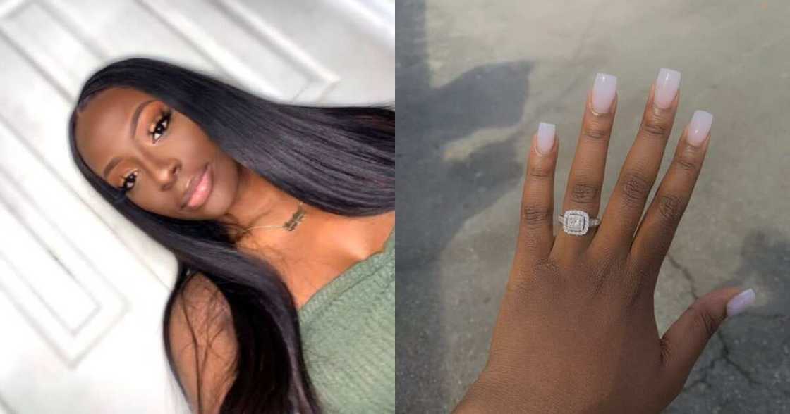 Young Lady Heads Online to Swoon over Her Flashy New Engagement Ring Young Lady Heads Online to Swoon over Her Flashy New Engagement Ring