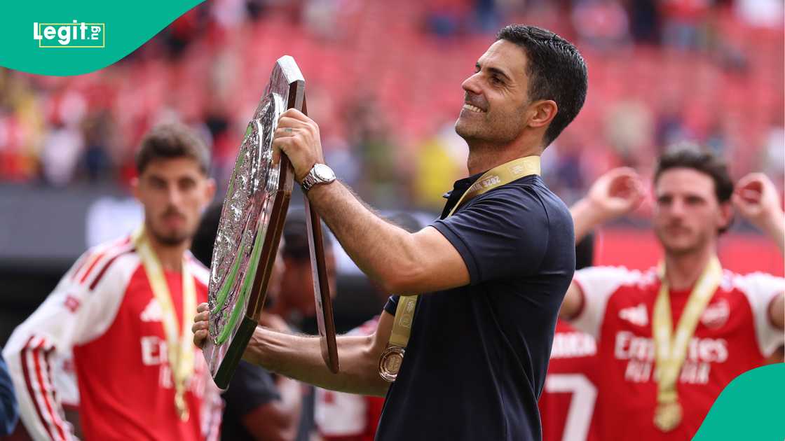 Mikel Arteta, Arsenal, Manchester City, Community Shield, England. Mikel Arteta, Arsenal, Manchester City, Community Shield, England.