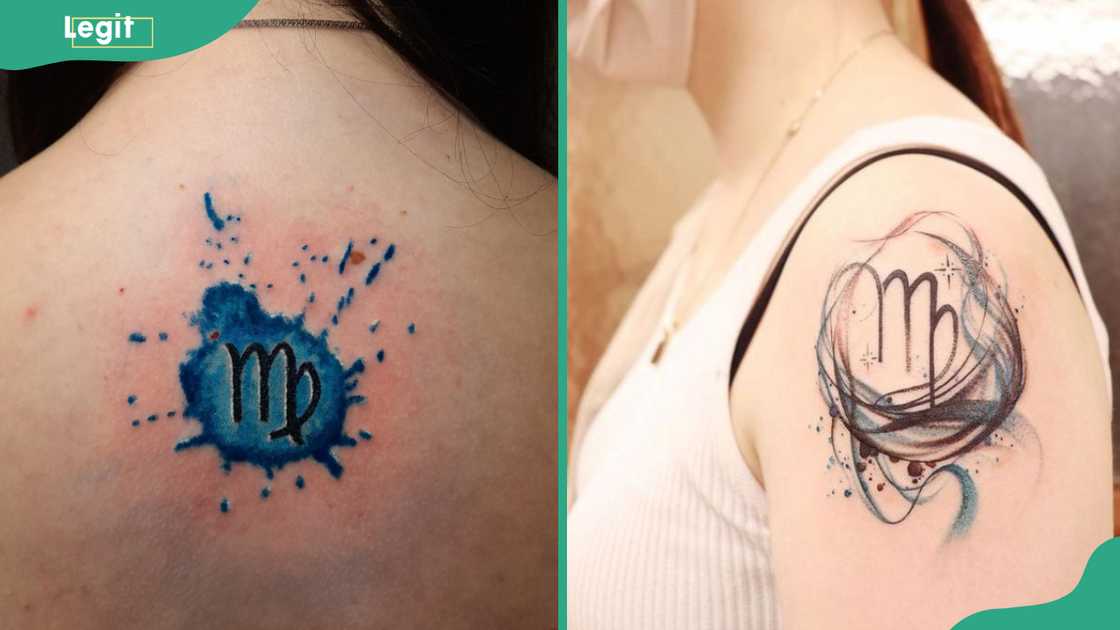 A watercolour Virgo tattoo A watercolour Virgo tattoo
