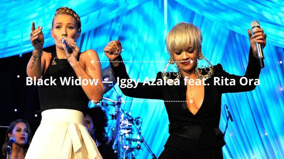 Iggy Azalea and Rita Ora perform at the Pre-GRAMMY Gala in 2015