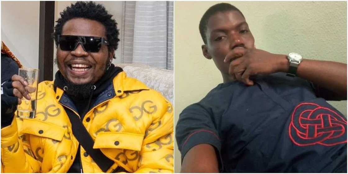 Olamide and a follower Olamide and a follower