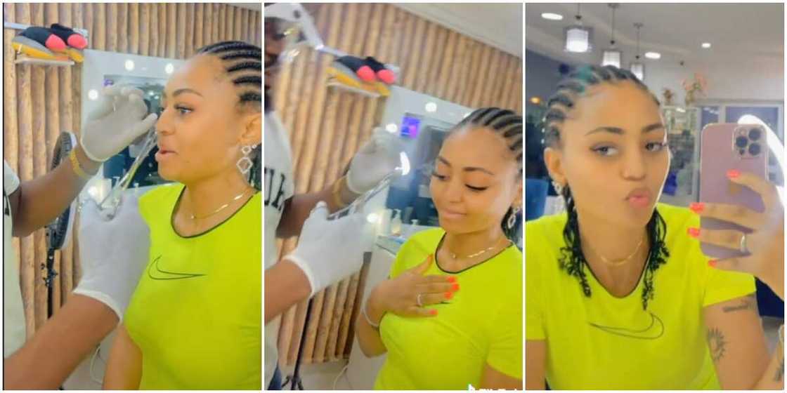 Regina gets her nose pierced again Regina gets her nose pierced again