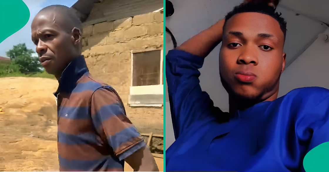 Son surprises father with new phone. Son surprises father with new phone.