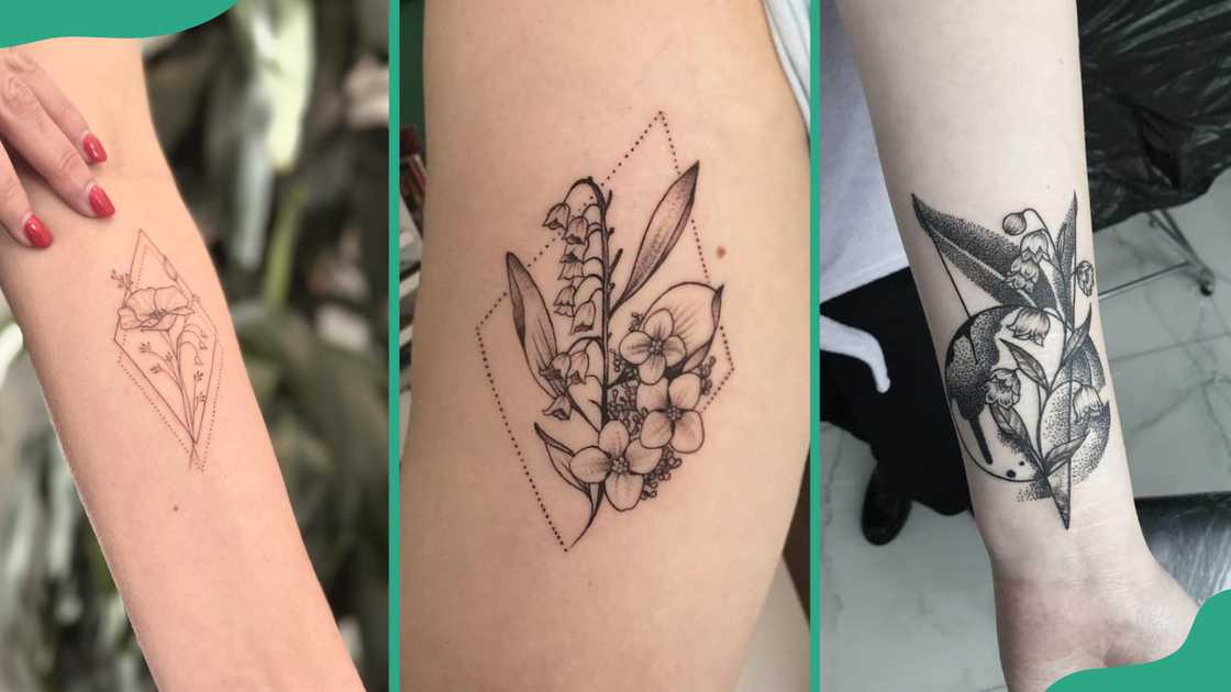 Geometric Lily of the Valley tattoo