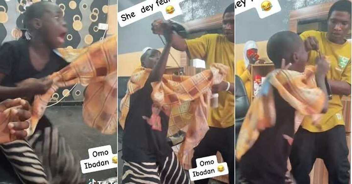 Nigerian girl fights with barber at salon Nigerian girl fights with barber at salon
