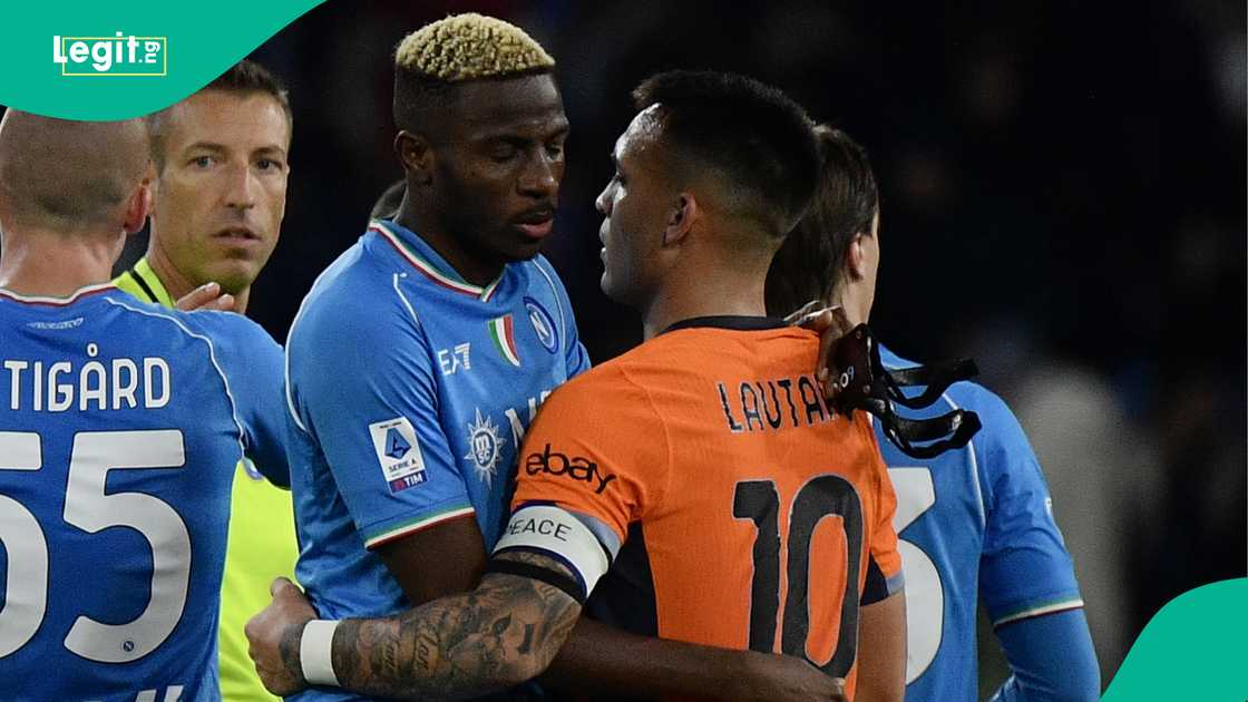 Victor Osimhen, Lautaro Martinez, Napoli, Inter Milan, Estadio Diego Armando Maradona, Naples, Italy, Serie A. Victor Osimhen, Lautaro Martinez, Napoli, Inter Milan, Estadio Diego Armando Maradona, Naples, Italy, Serie A.
