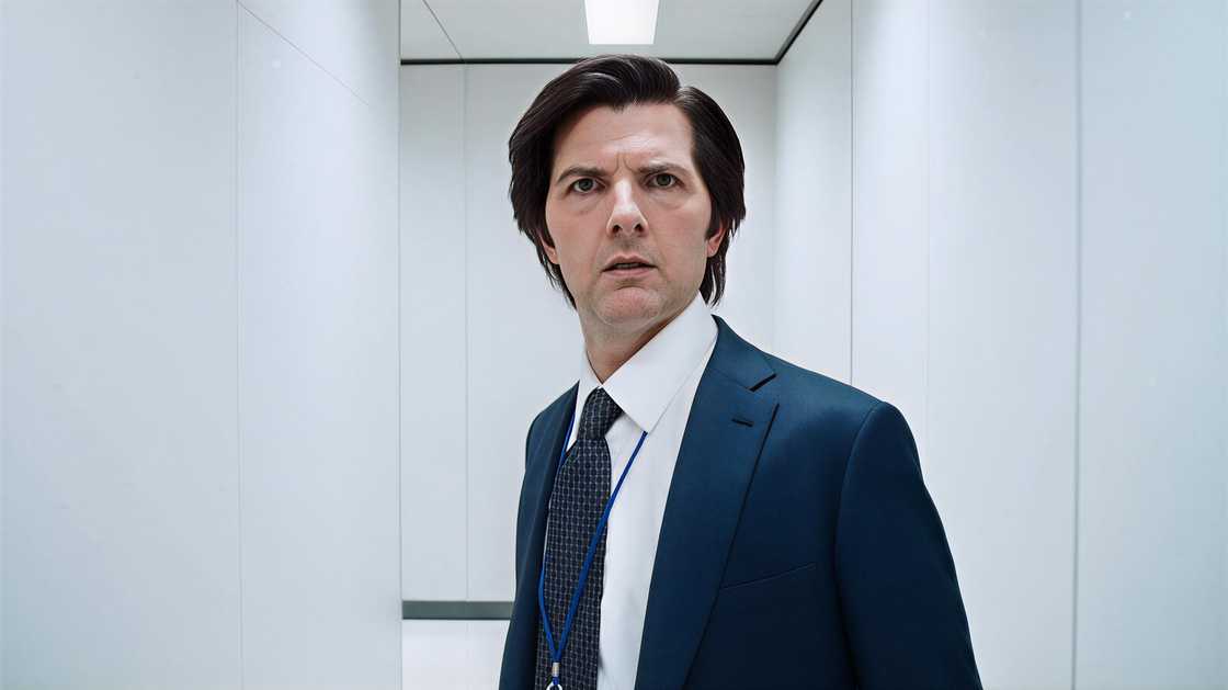 Adam Scott in his role as Mark Scout in Severance Adam Scott in his role as Mark Scout in Severance