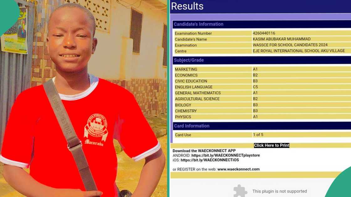 Boy who wants to study medicine and surgery cries out after seeing his WAEC result