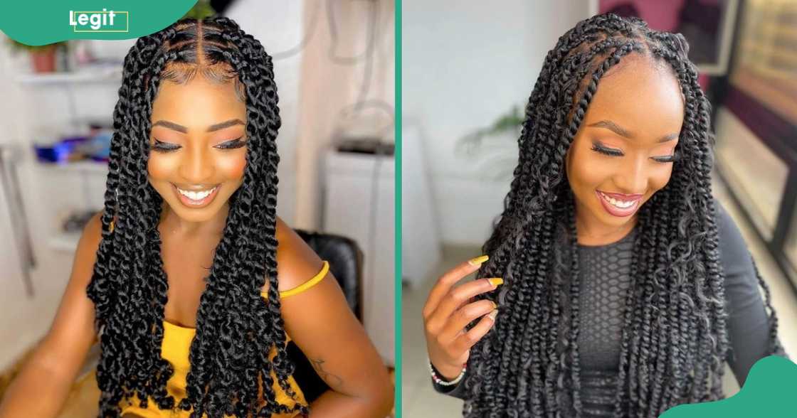 Middle-part passion twists